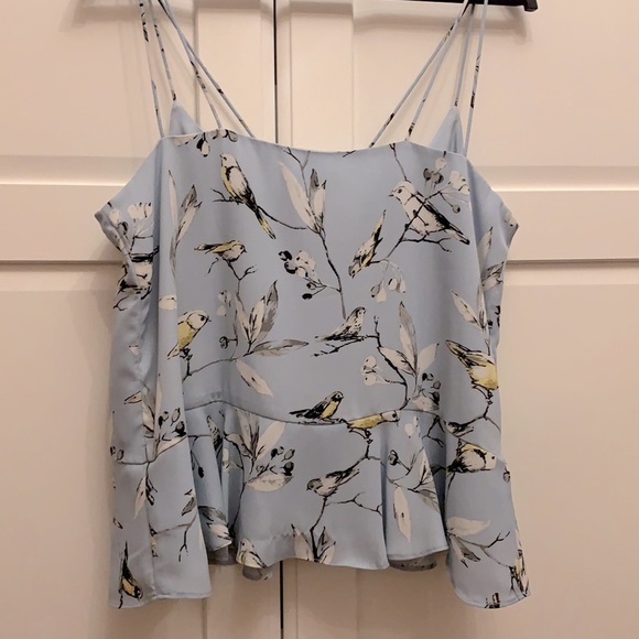 Light Blue Bird Print Flowy Camisole - Picture 3 of 3